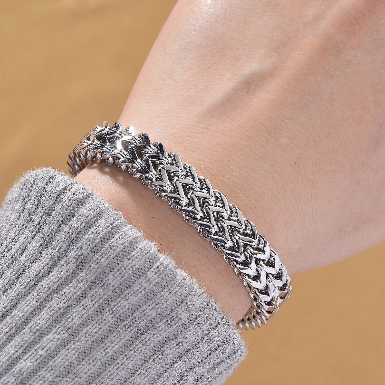 Designer Inspired - Silver Plated Bracelet (Size - 7 - 1 Ext)