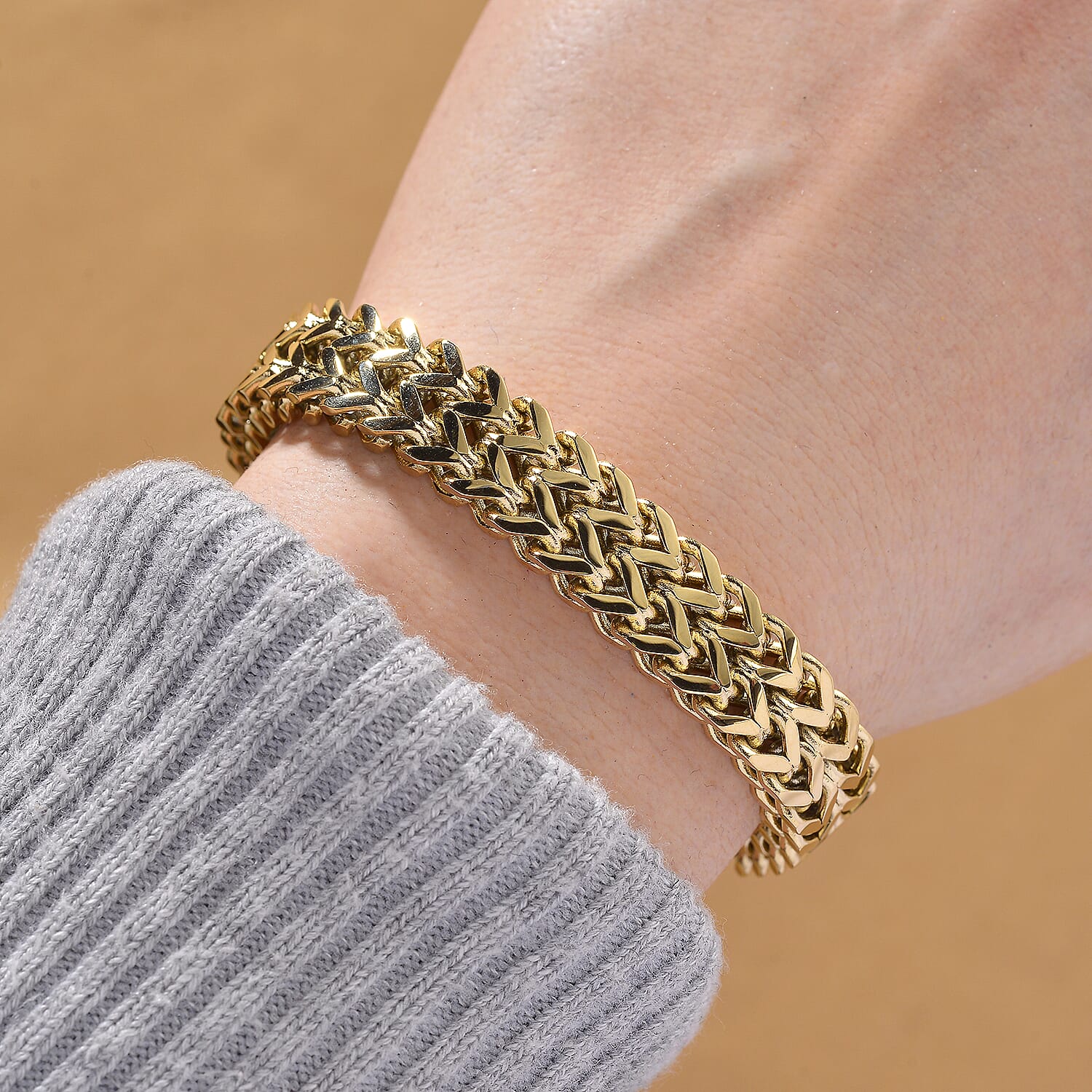 Designer Inspired Yellow Gold Plated Bracelet (Size - 7 - 1)