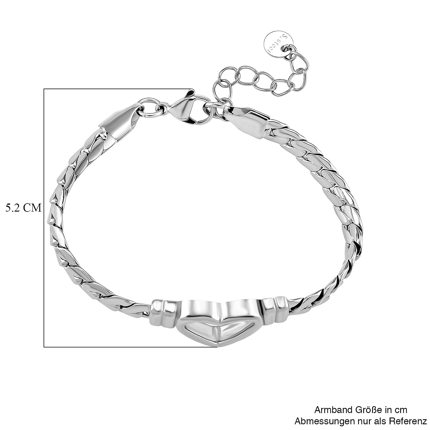 Bracelet (Size - 6.5 - 1.5 Ext) in Silver Tone Bracelet (Size - 6.5 - 1.5 Ext) in Silver Tone