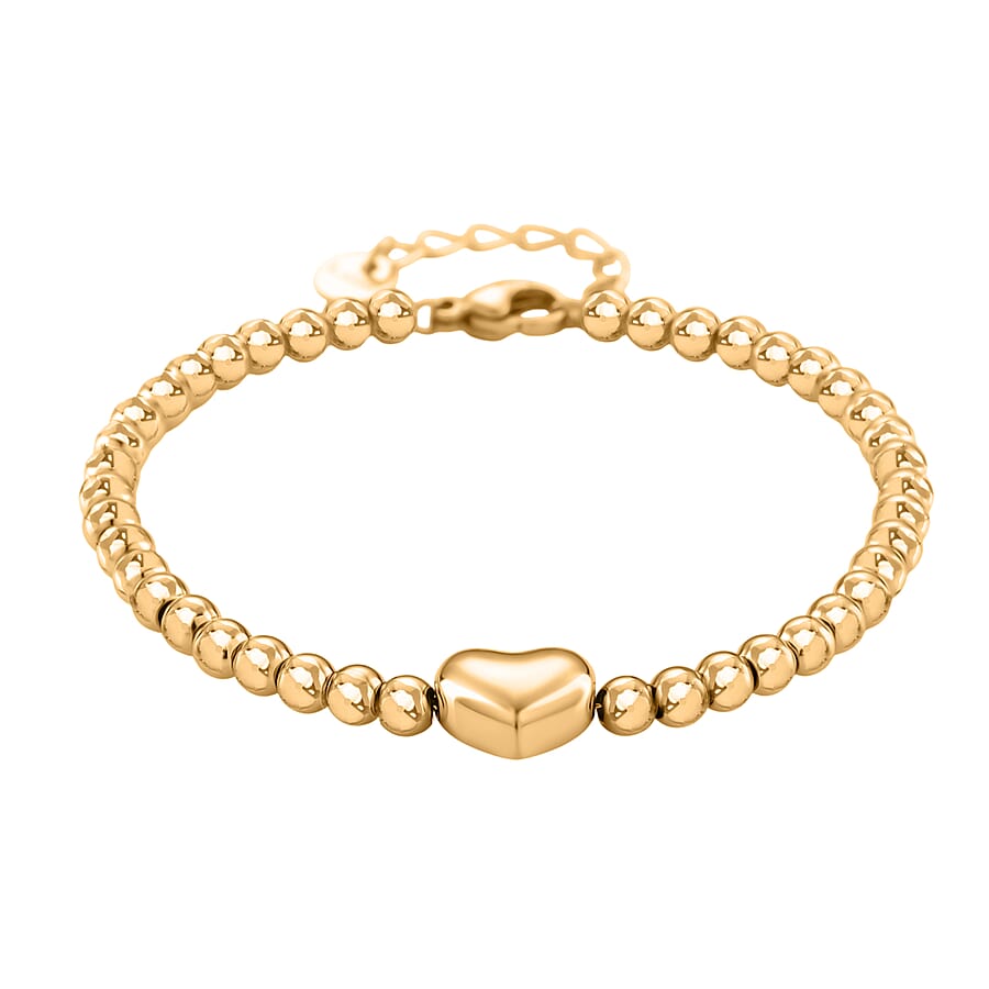 Designer Closeout Heart Bracelet (Size - 7.5 with Ext) in Yellow Gold Tone
