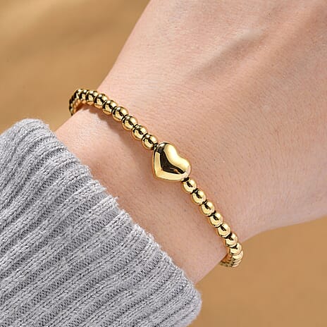 Designer Closeout Heart Bracelet (Size - 7.5 with Ext) in Yellow Gold Tone