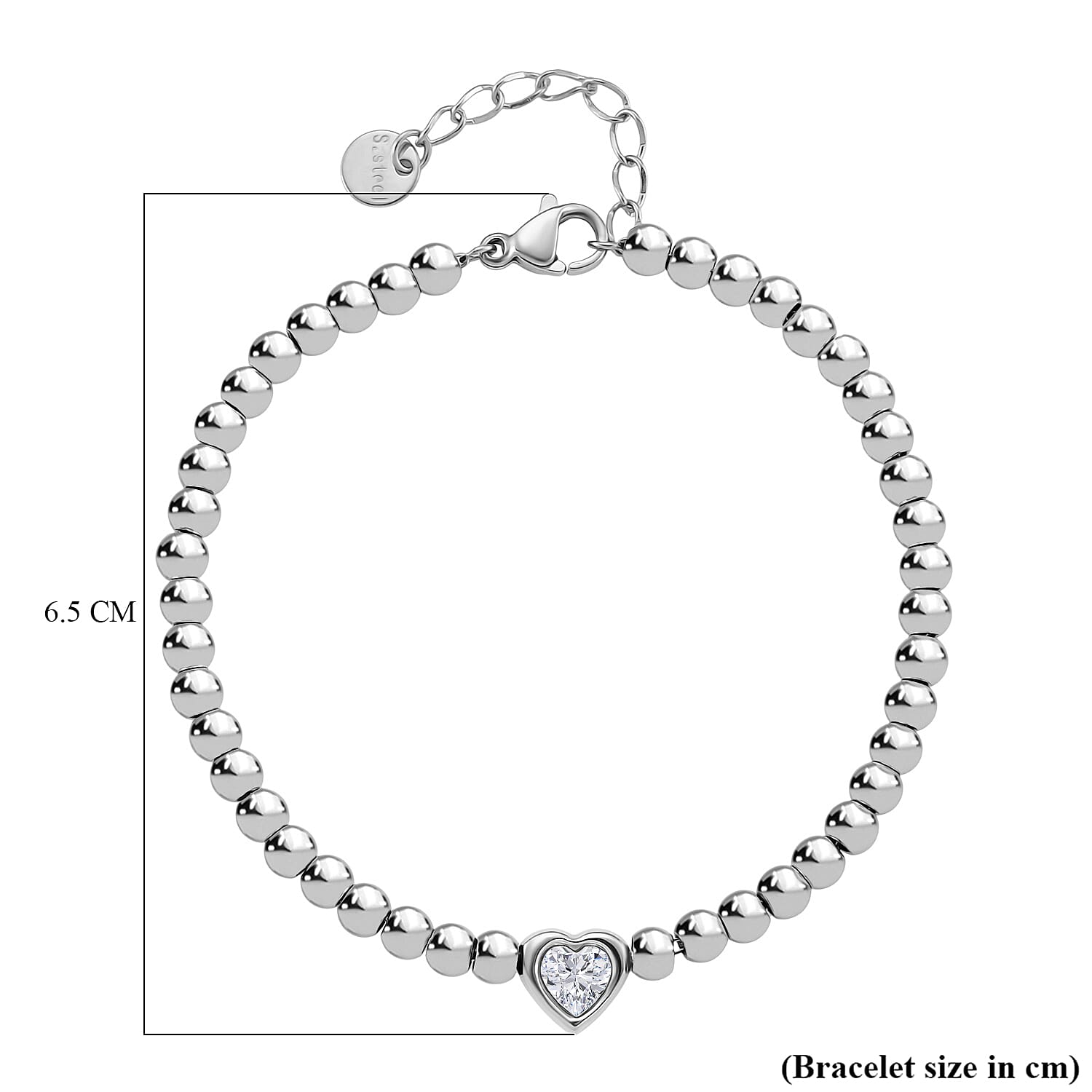 White Cubic Zirconia Bracelet (Size - 7.5 with Ext) in Silver Tone White Cubic Zirconia Bracelet (Size - 7.5 with Ext) in Silver Tone