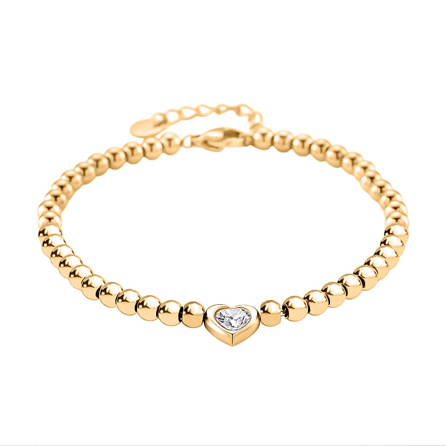 Designer Inspired Cubic Zirconia Bracelet (Size - 7.5 with Ext) in Yellow Tone