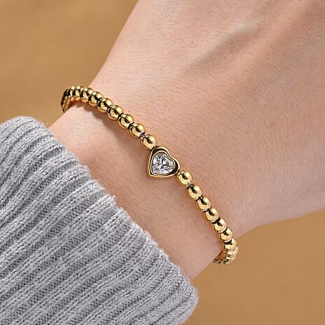 Designer Inspired Cubic Zirconia Bracelet (Size - 7.5 with Ext) in Yellow Tone