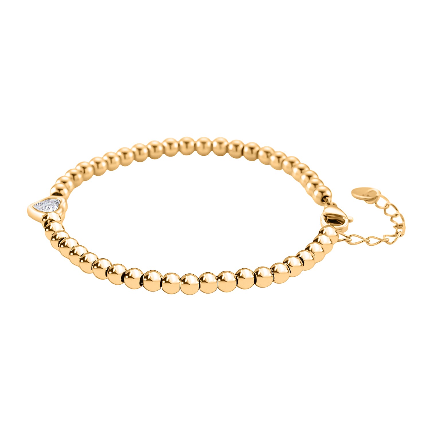 Designer Inspired Cubic Zirconia Bracelet (Size - 7.5 with Ext) in Yellow Tone