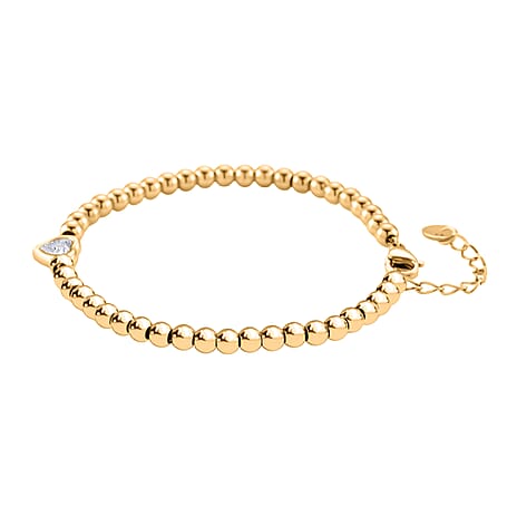 Designer Inspired Cubic Zirconia Bracelet (Size - 7.5 with Ext) in Yellow Tone