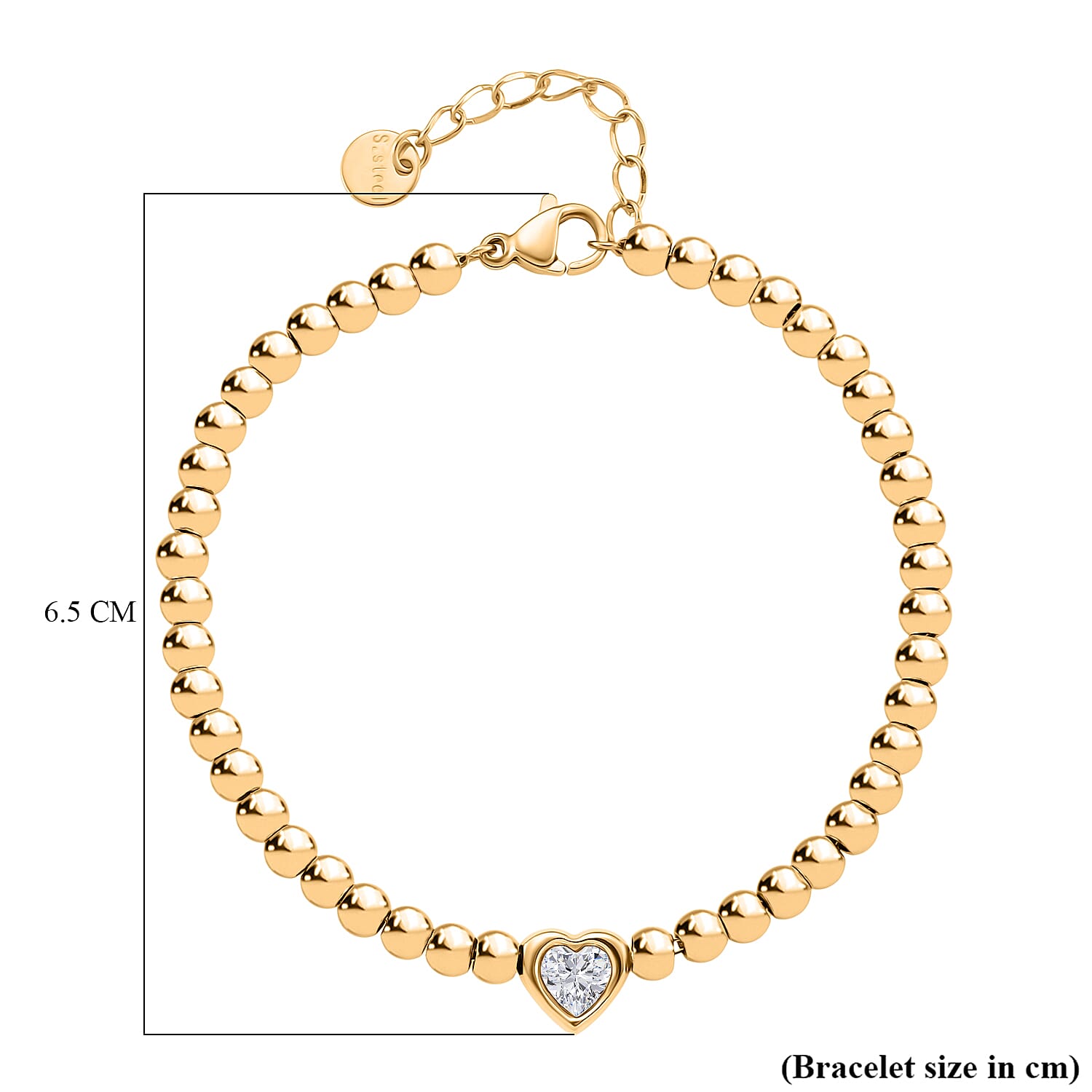 Designer Inspired Cubic Zirconia Bracelet (Size - 7.5 with Ext) in Yellow Tone