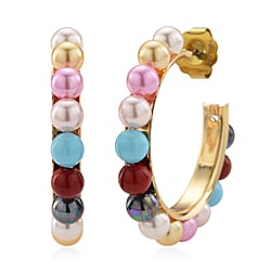 Peacock Colour Shell Pearl Earrings with Push Backs in Yellow Gold Plated 20.00 Ct.