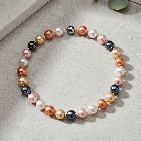 Multi Colour Shell Pearl Necklace (Size 20) with Magnetic Clasp 450.00 Ct.