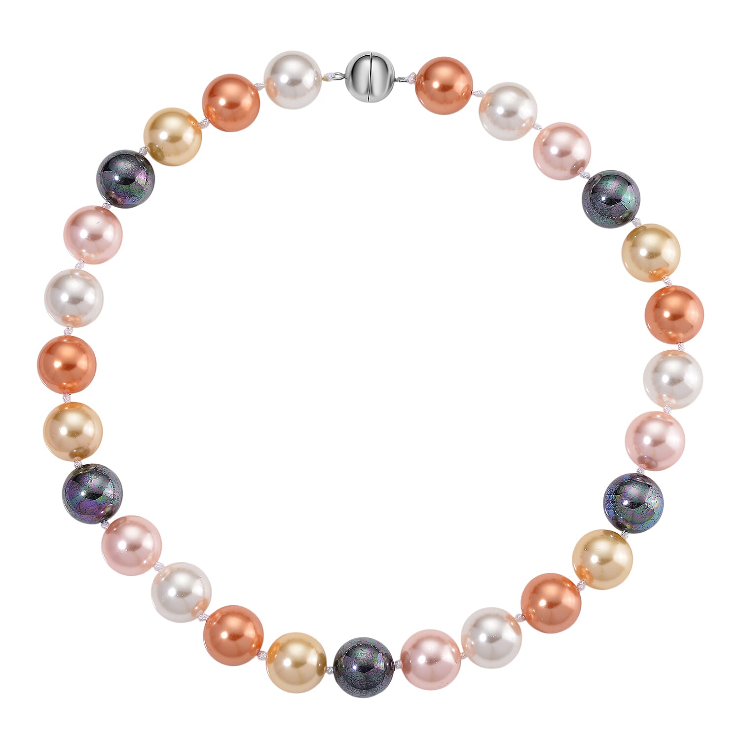 Multi Colour Shell Pearl Necklace (Size 20) with Magnetic Clasp 450.00 Ct.