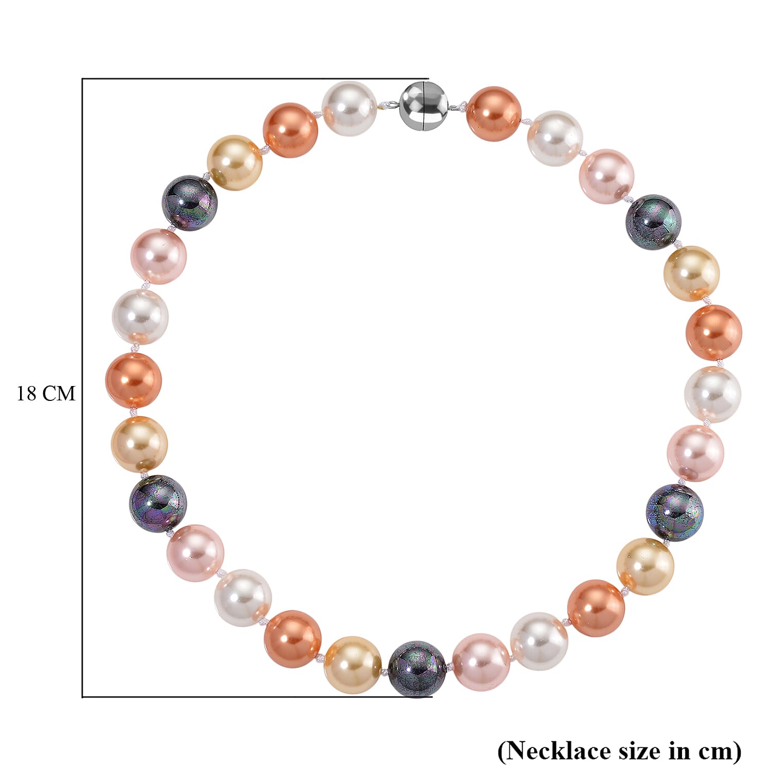 Multi Colour Shell Pearl Necklace (Size 20) with Magnetic Clasp 450.00 Ct.