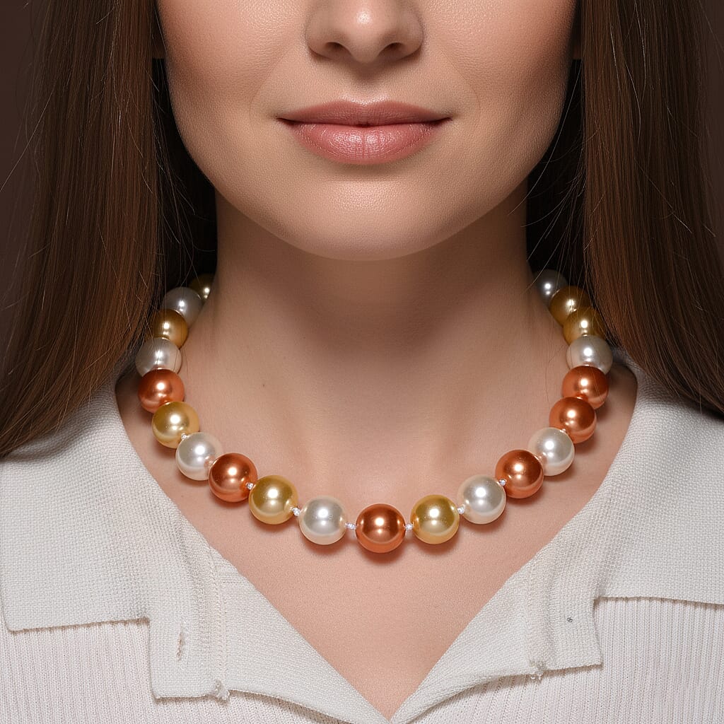 Multi Colour Shell Pearl Necklace (Size 20) with Magnetic Clasp 450.00 Ct.