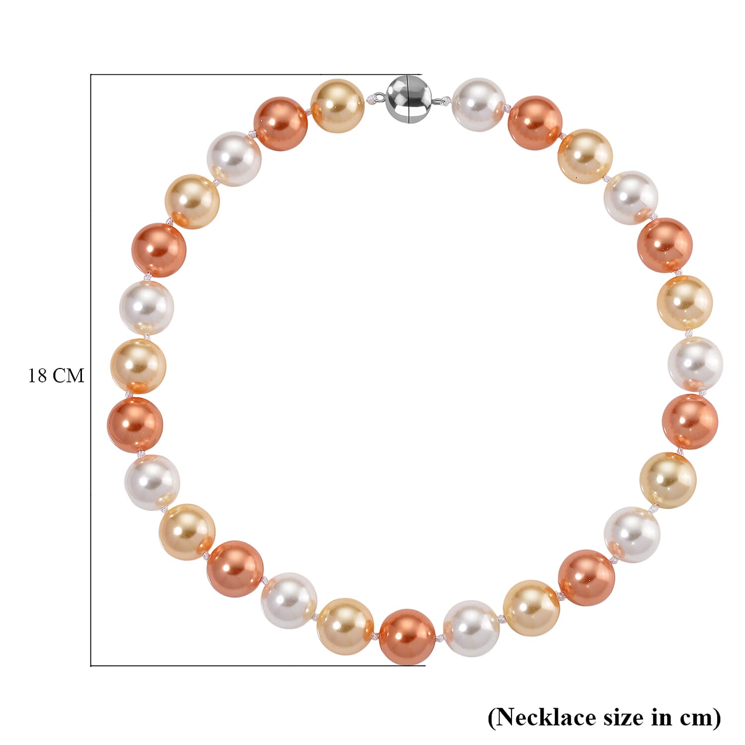 Multi Colour Shell Pearl Necklace (Size 20) with Magnetic Clasp 450.00 Ct.