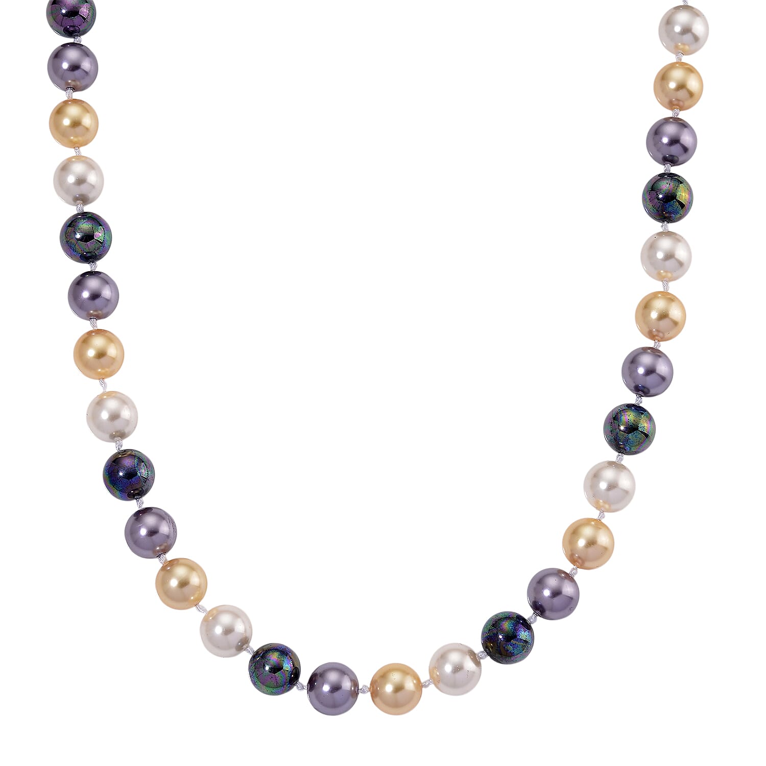 Multi Color Shell Pearl Necklace (Size - 20) with Senorita Clasp 380.00 Ct.