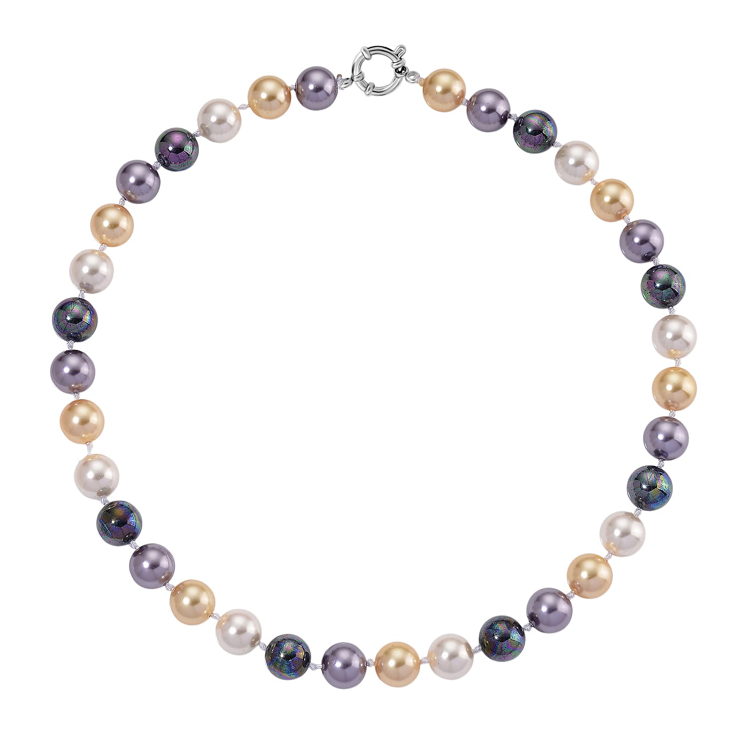 Multi Color Shell Pearl Necklace (Size - 20) with Senorita Clasp 380.00 Ct.
