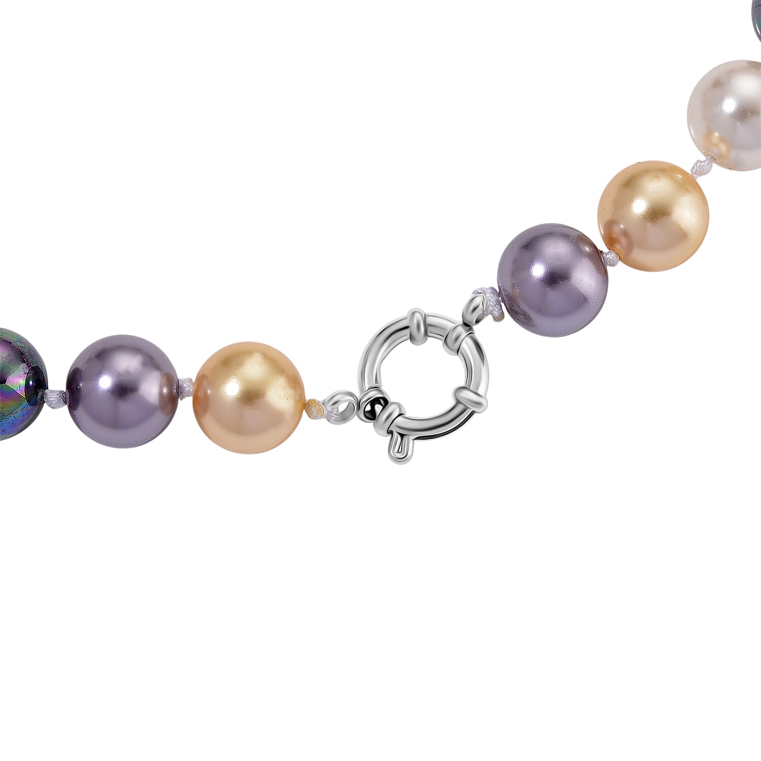 Multi Color Shell Pearl Necklace (Size - 20) with Senorita Clasp 380.00 Ct.