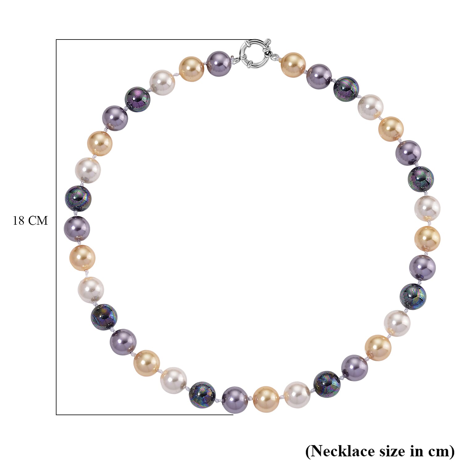 Multi Color Shell Pearl Necklace (Size - 20) with Senorita Clasp 380.00 Ct.