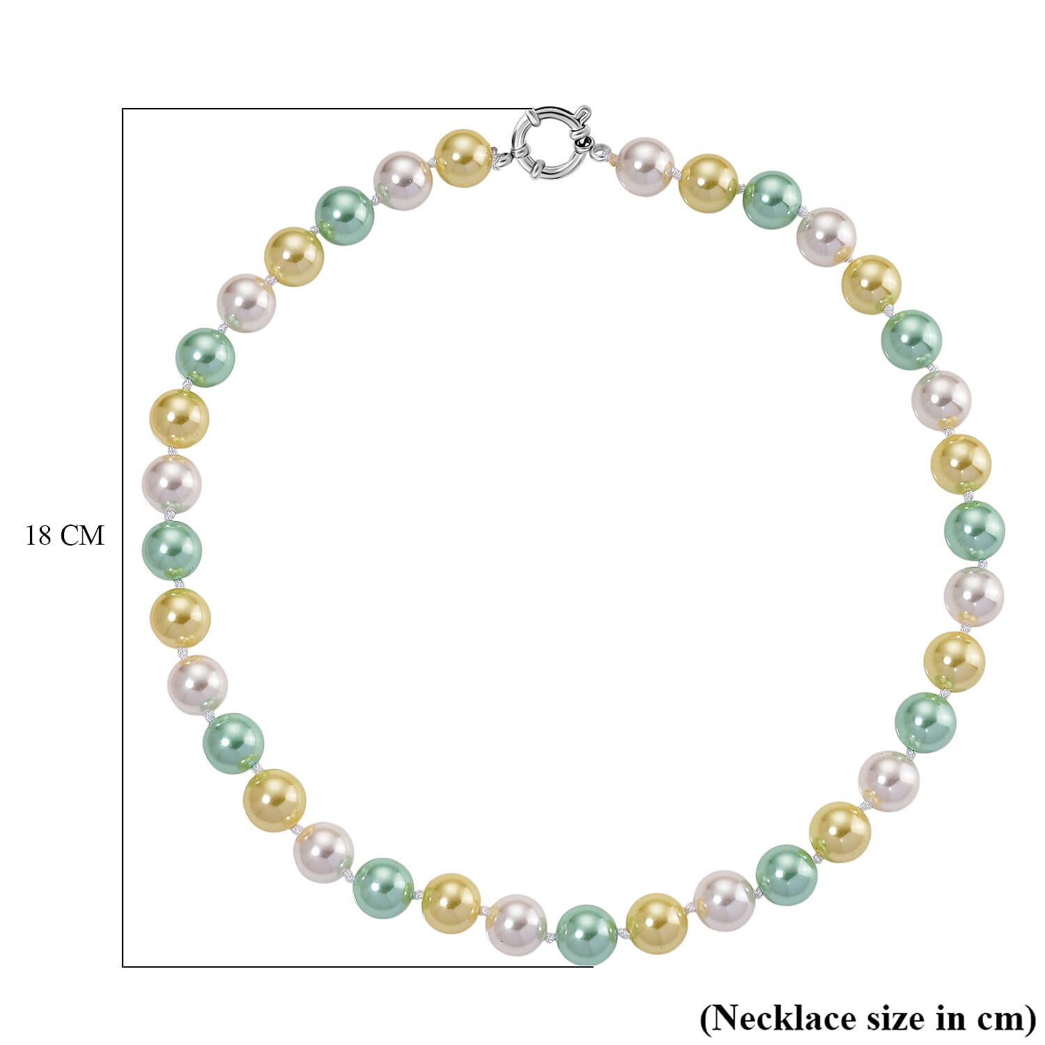 Multi Color Shell Pearl Necklace (Size - 20) with Senorita Clasp 380.00 Ct.