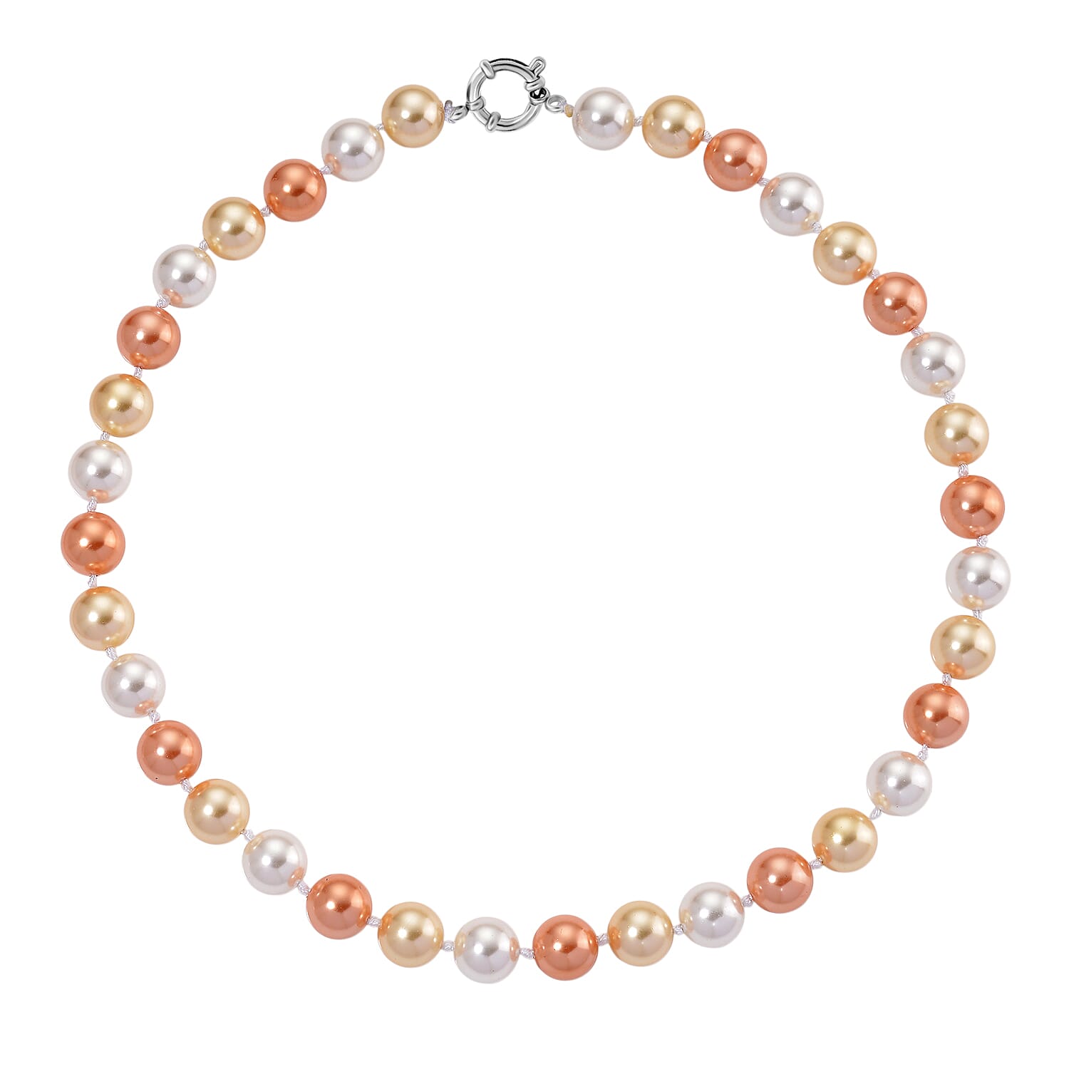 Multi Color Shell Pearl Necklace (Size - 20) with Senorita Clasp 380.00 Ct.