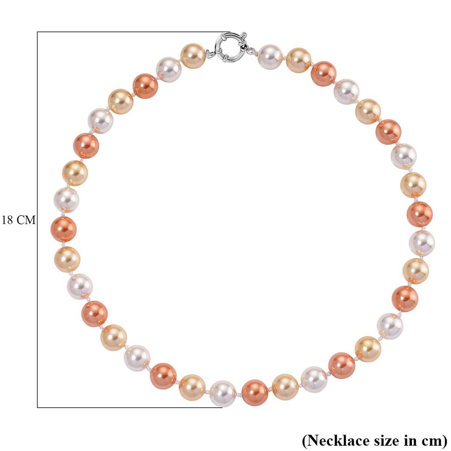 Multi Color Shell Pearl Necklace (Size - 20) with Senorita Clasp 380.00 Ct.