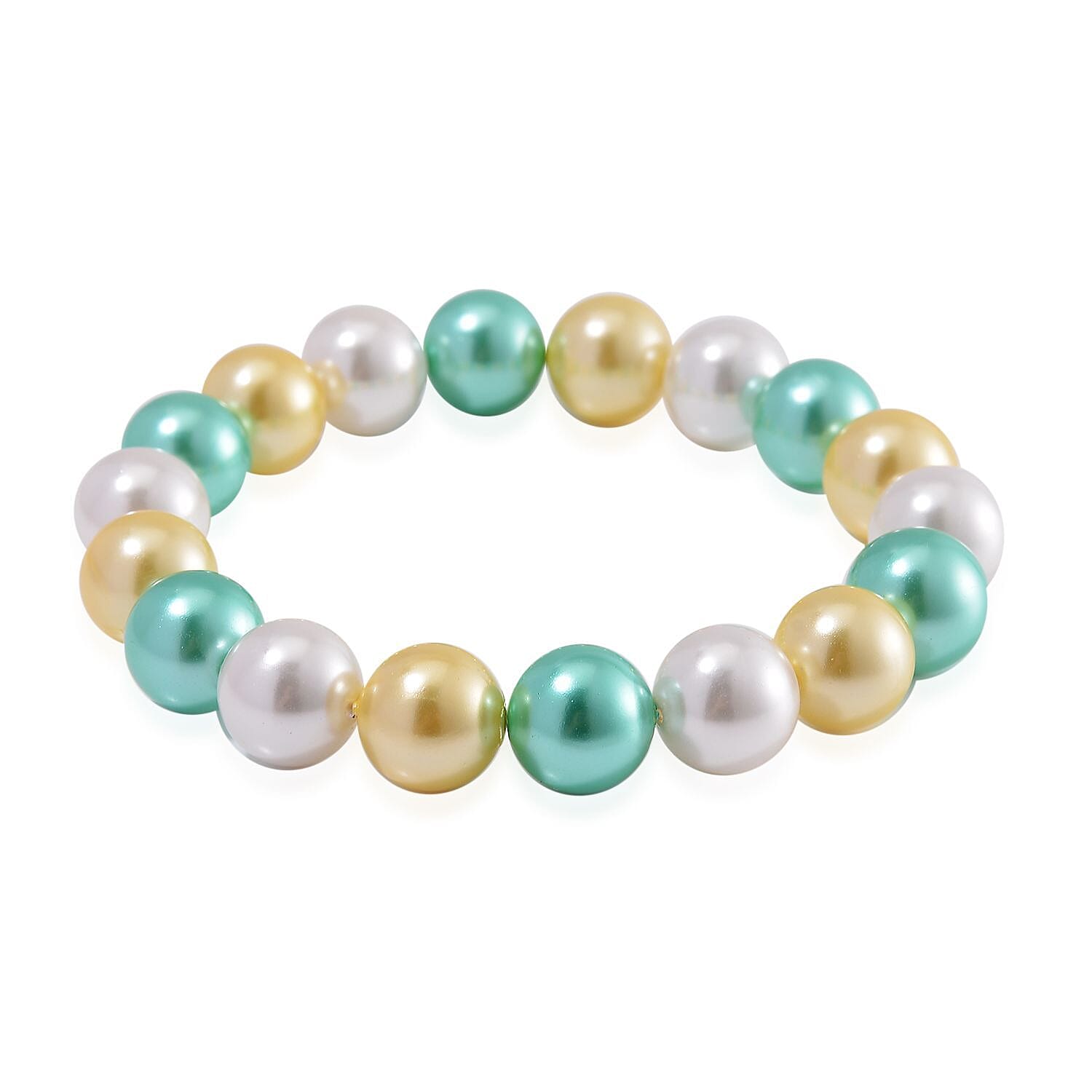 Multi Color Shell Pearl Stone Bracelet (Size 7.5 Stretchable) 190.00 Ct.