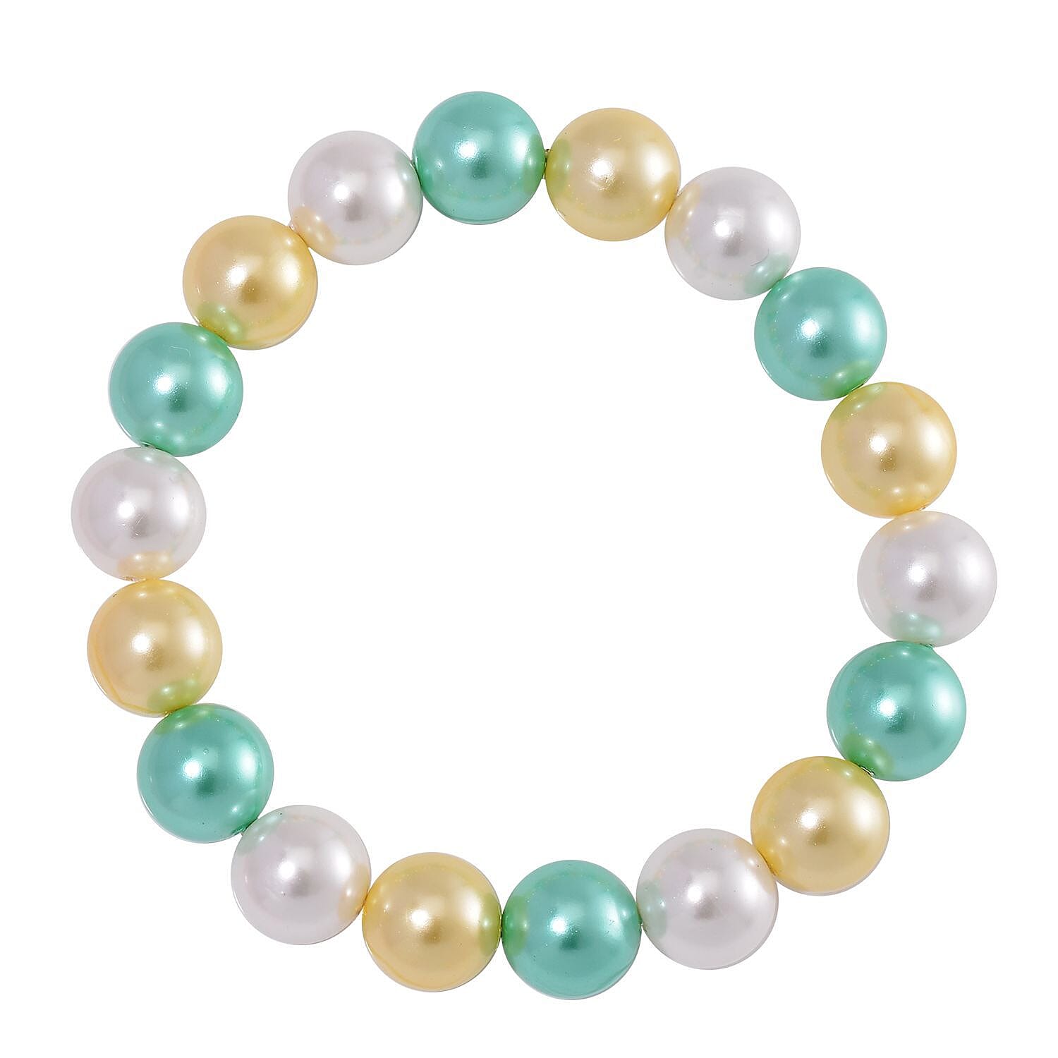 Multi Color Shell Pearl Stone Bracelet (Size 7.5 Stretchable) 190.00 Ct.