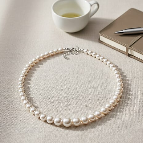 White Shell Pearl Necklace (Size 20 - 2 Ext) with Lobster Clasp 290.00 Ct.