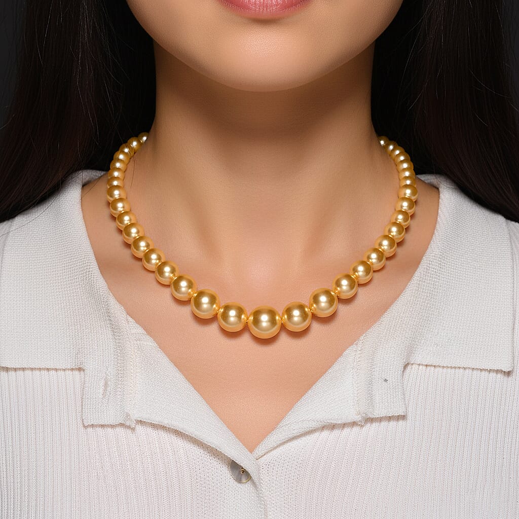 Golden Shell Pearl Necklace (Size 20 - 2 Ext) with Lobster Clasp 290.00 Ct.