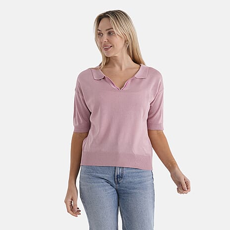 La Marey V-Neck Polo T-Shirt (Size XL, Fit 20 To 22) - Pink