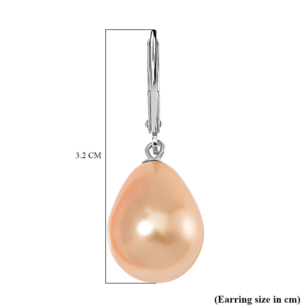 Golden South Sea Colour Shell Pearl Earrings with Lever Backs in Rhodium Overlay Sterling Silver 30.00 Ct. Golden South Sea Colour Shell Pearl Earrings with Lever Backs in Rhodium Overlay Sterling Silver 30.00 Ct.