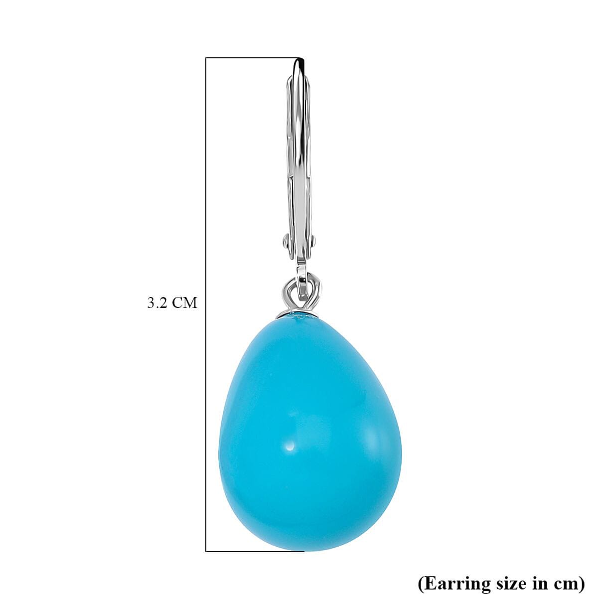 Sleeping Beauty Colour Shell Pearl Earrings with Lever Backs in Rhodium Overlay Sterling Silver 30.00 Ct. Sleeping Beauty Colour Shell Pearl Earrings with Lever Backs in Rhodium Overlay Sterling Silver 30.00 Ct.