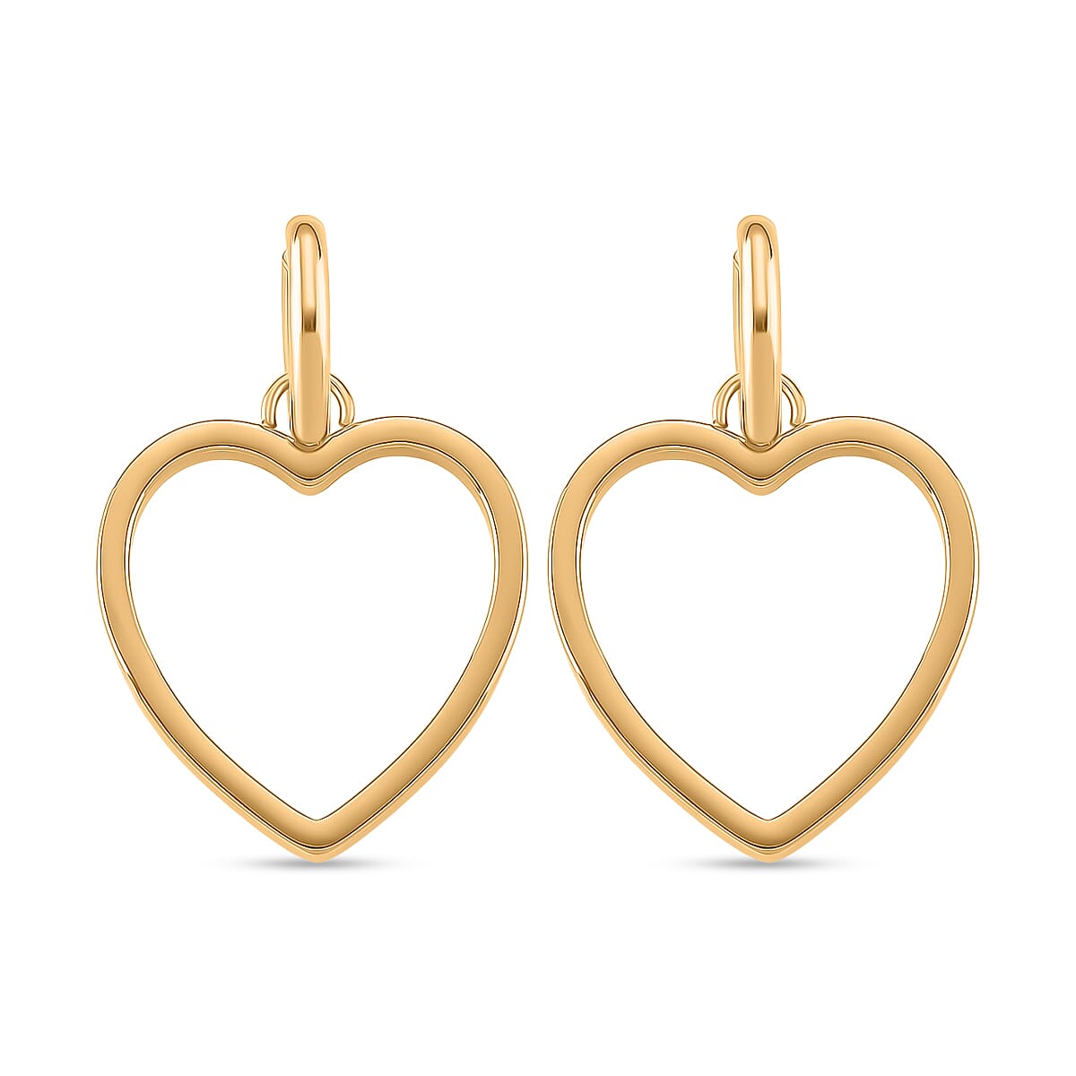 Heart Shape Earring with Hoop in Yellow Tone