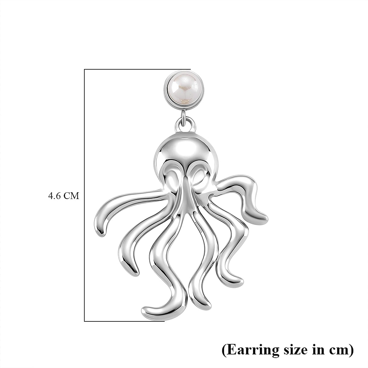 White Shell Pearl Earring with Push Back in Silver Tone