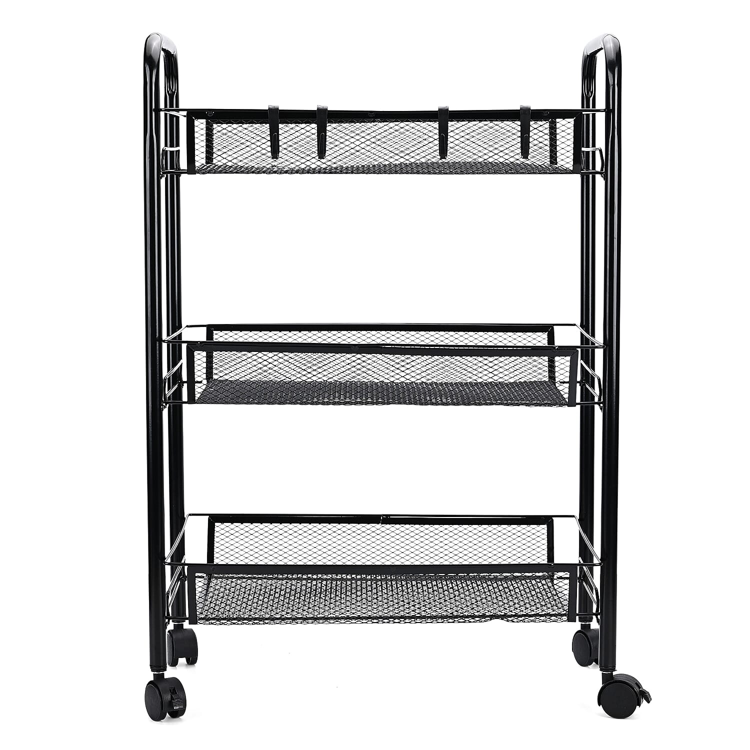 Three Tier Storage Cart With 2 Lockable Wheels