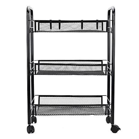 Three Tier Storage Cart With 2 Lockable Wheels