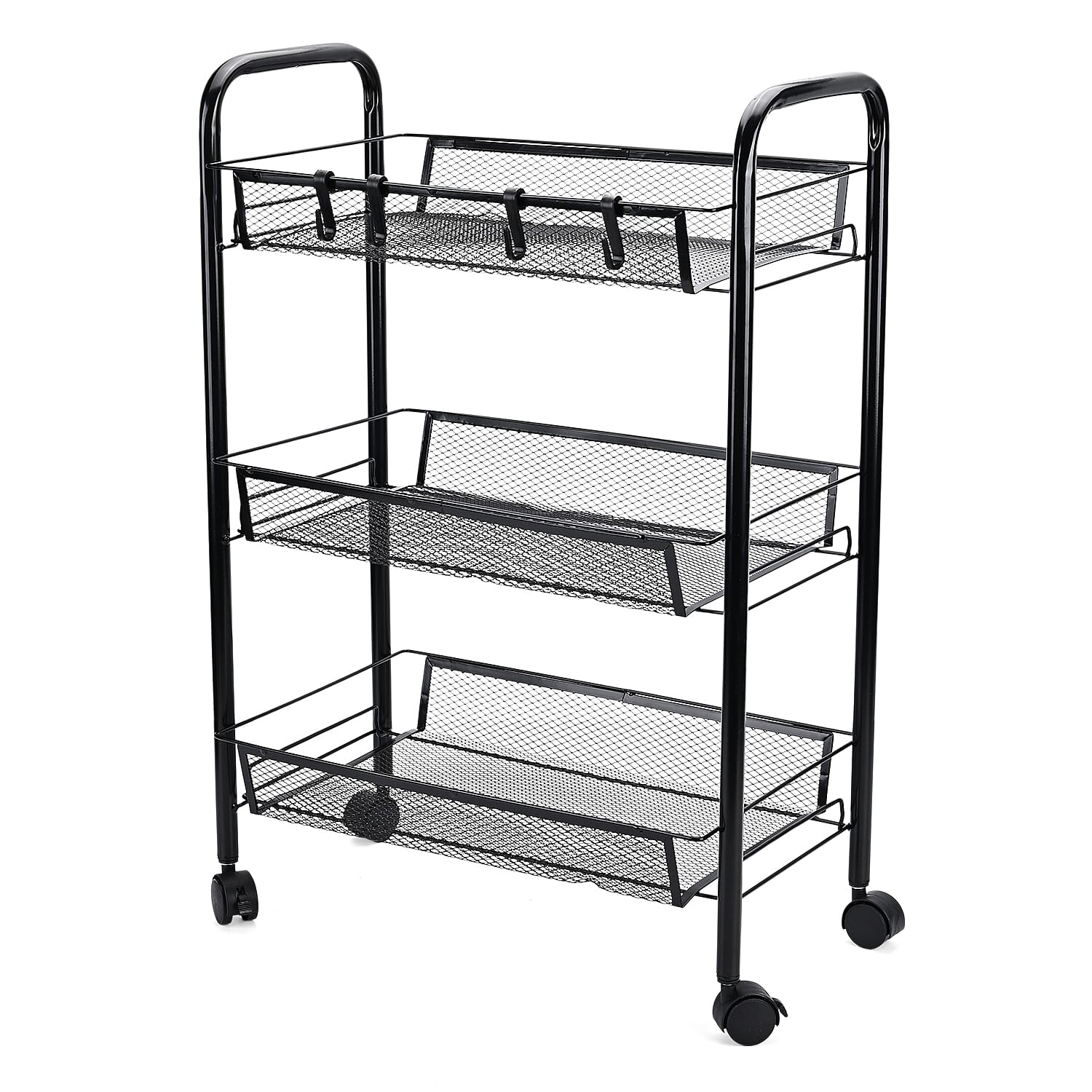 Three Tier Storage Cart With 2 Lockable Wheels