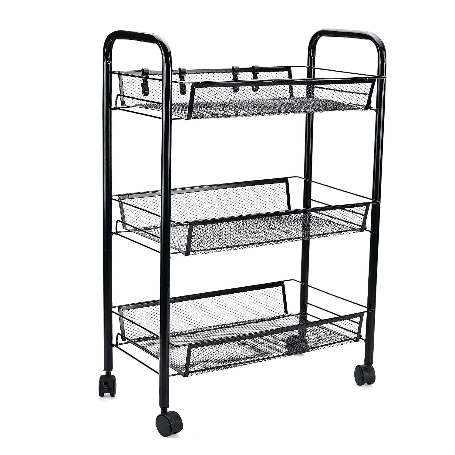 Three Tier Storage Cart With 2 Lockable Wheels