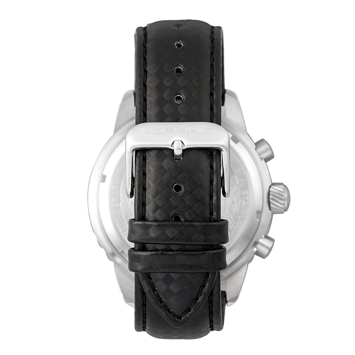 MORPHIC M51 Series Japanese Quartz Movt. 10ATM Water Resistant Black Dial Mens Watch with Black Colour Leather Strap and Silver-Tone Case