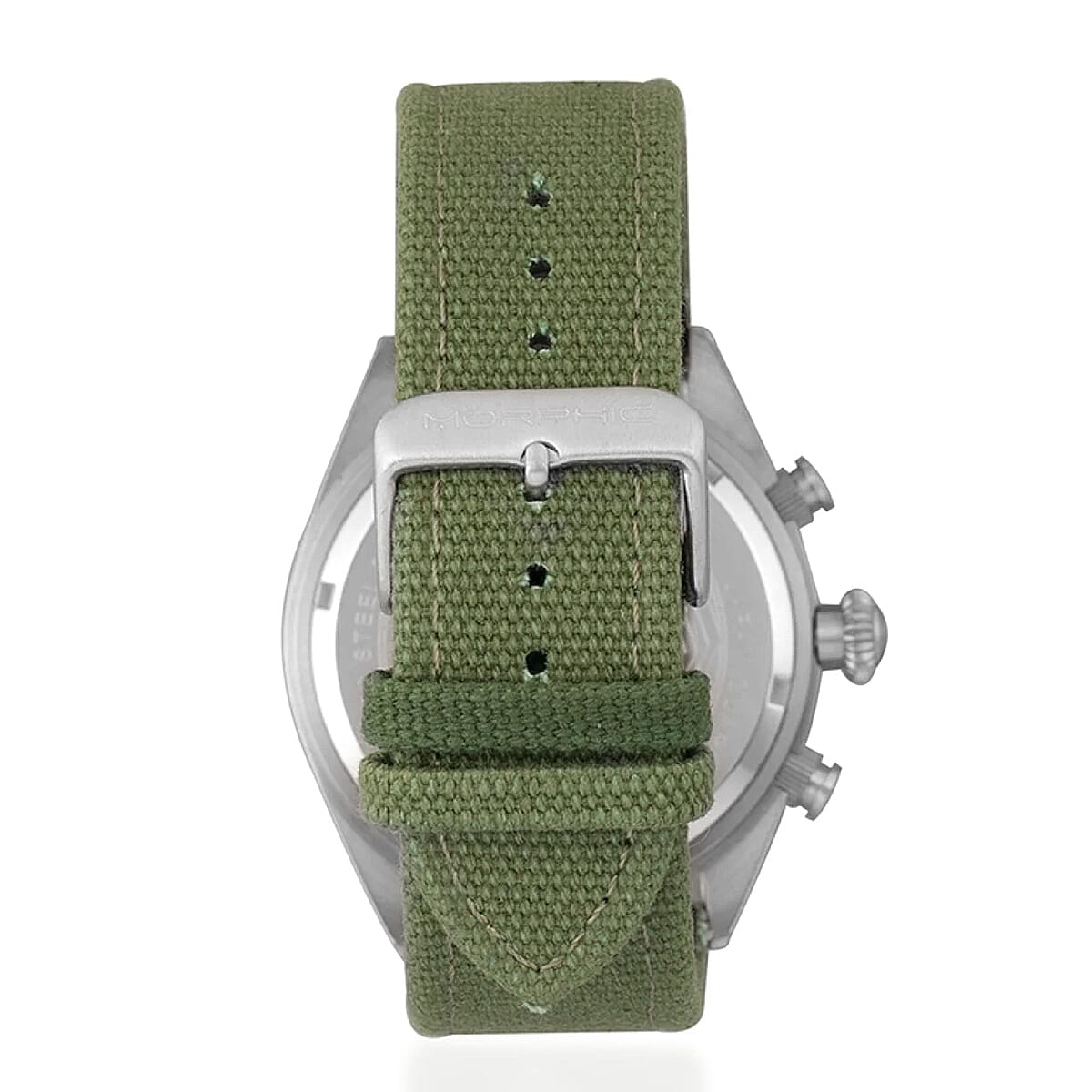 MORPHIC M53 Series Japanese Quartz Movt. 5ATM Water Resistant Green Dial Mens Watch with Green Colour Leather Strap and Silver-Tone Case