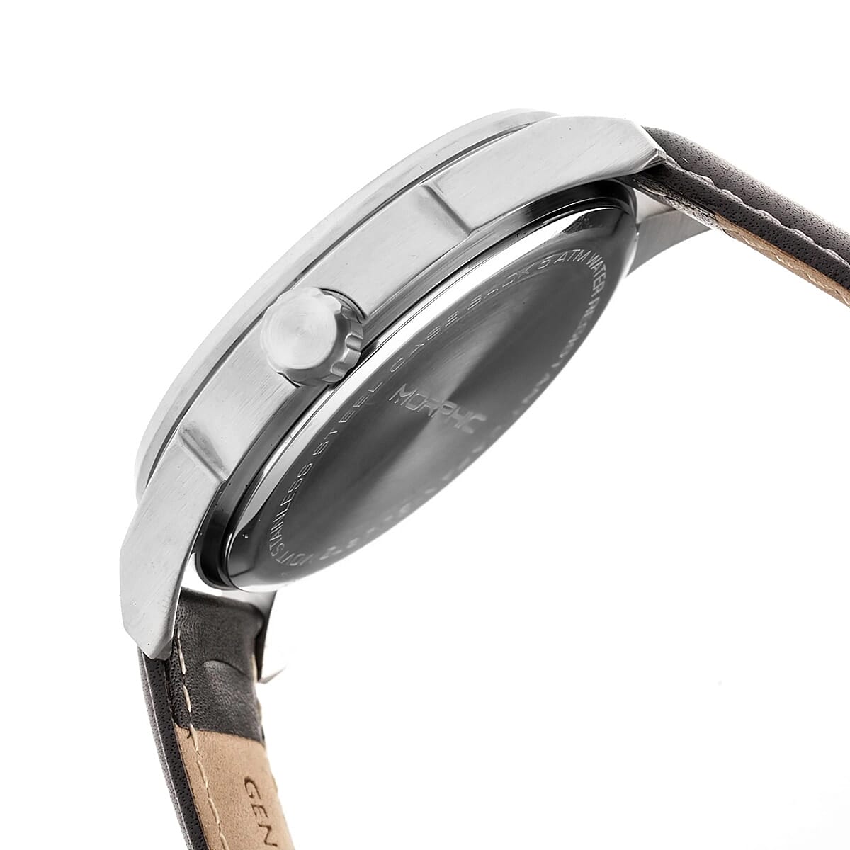 MORPHIC M63 Series Japanese Quartz Movt. 5ATM Water Resistant Black Dial Mens Watch with Black Colour Leather Strap and Silver-Tone Case