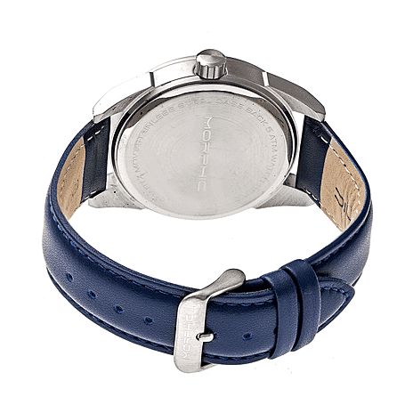 MORPHIC M63 Series Japanese Quartz Movt. 5ATM Water Resistant Blue Dial Mens Watch with Blue Colour Leather Strap and Silver-Tone Case