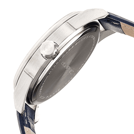 MORPHIC M63 Series Japanese Quartz Movt. 5ATM Water Resistant Blue Dial Mens Watch with Blue Colour Leather Strap and Silver-Tone Case