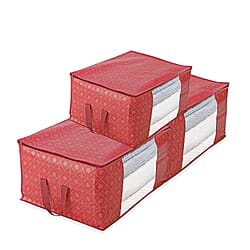 Set of 3 Storage Organisers With Transparent Viewing Window (60 x 30 x 45 cm) - Brown