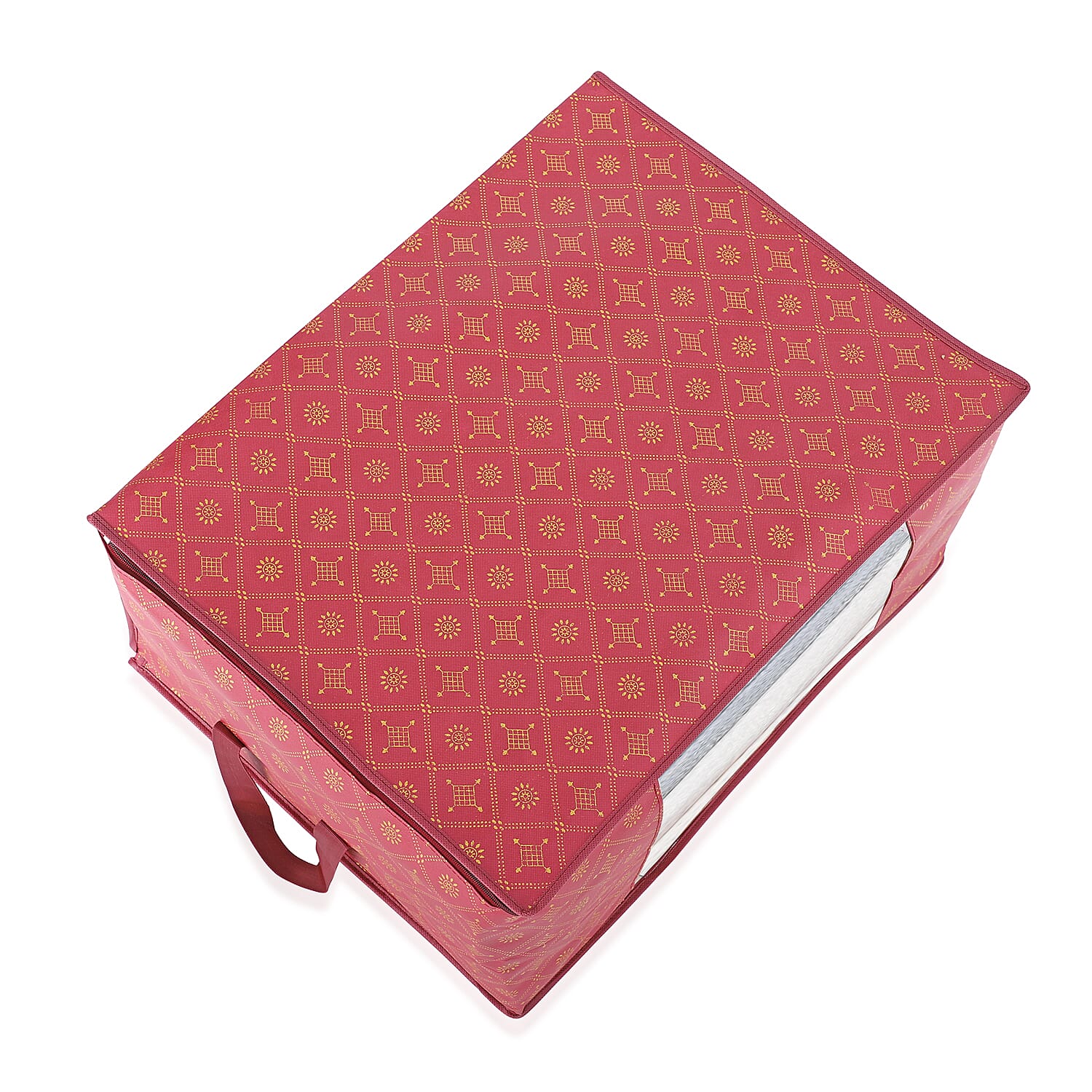 Set of 3 Storage Organisers With Transparent Viewing Window (60 x 30 x 45 cm) - Red