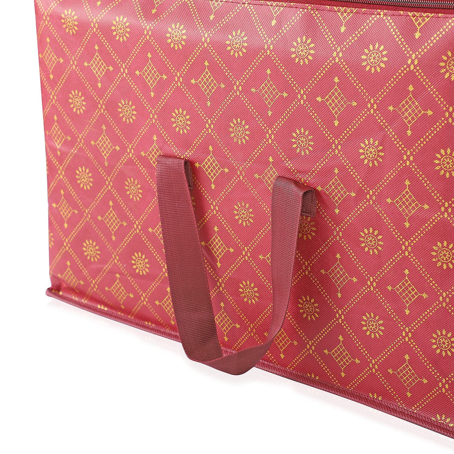 Set of 3 Storage Organisers With Transparent Viewing Window (60 x 30 x 45 cm) - Red