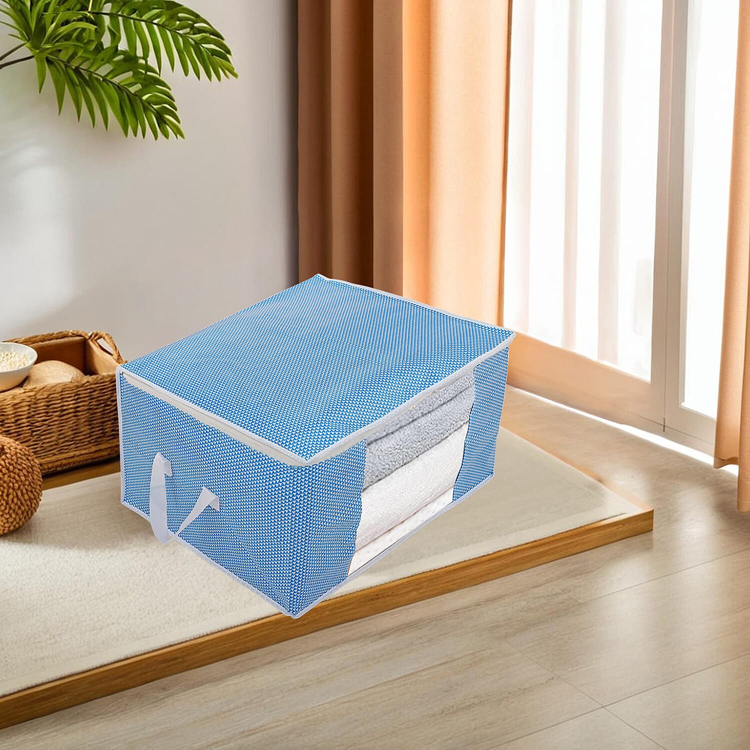 Set of 3 Storage Organisers With Transparent Viewing Window (60 x 30 x 45 cm) - Blue