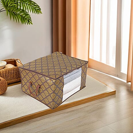 Set of 3 Storage Organisers With Transparent Viewing Window (60 x 30 x 45 cm) - Brown