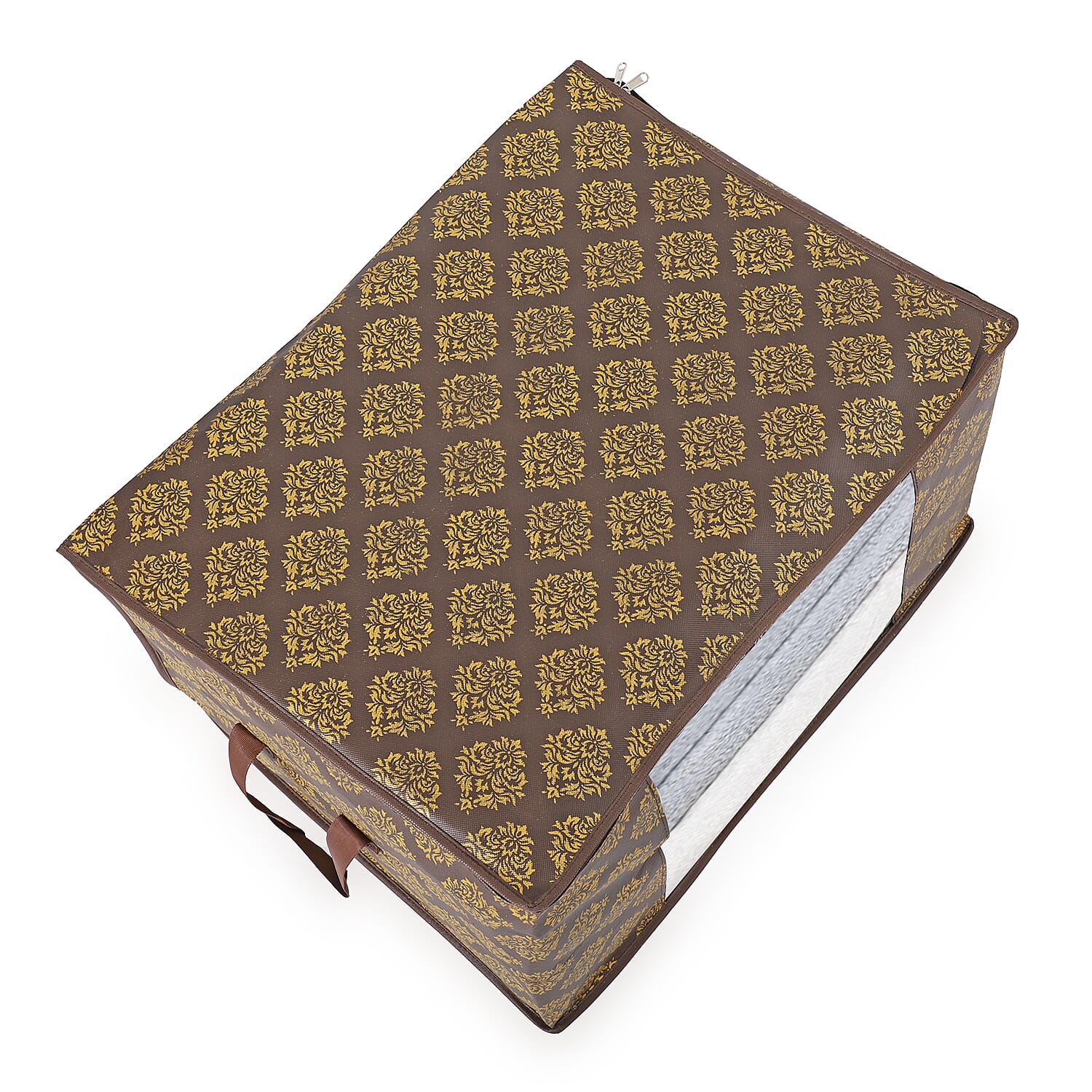 Set of 3 Storage Organisers With Transparent Viewing Window (60 x 30 x 45 cm) - Brown