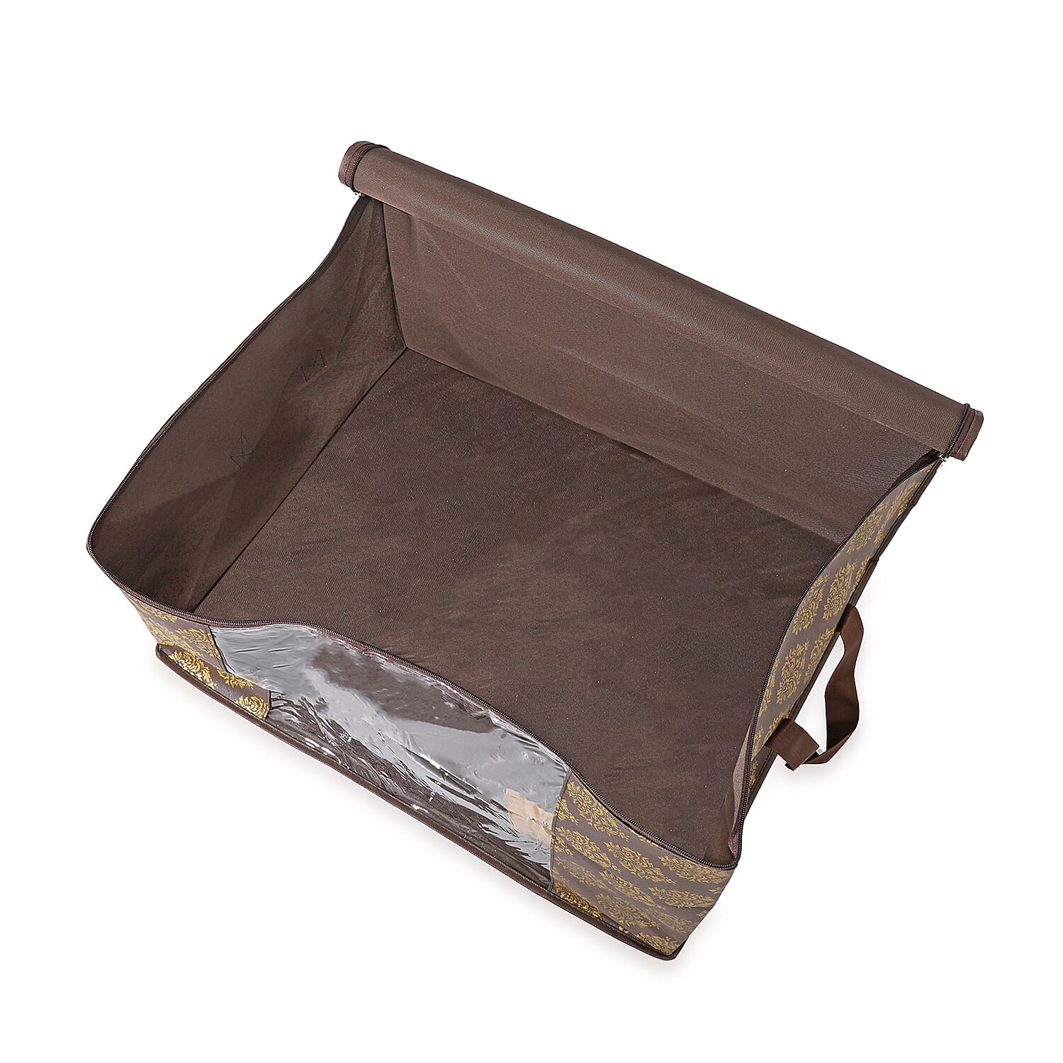 Set of 3 Storage Organisers With Transparent Viewing Window (60 x 30 x 45 cm) - Brown