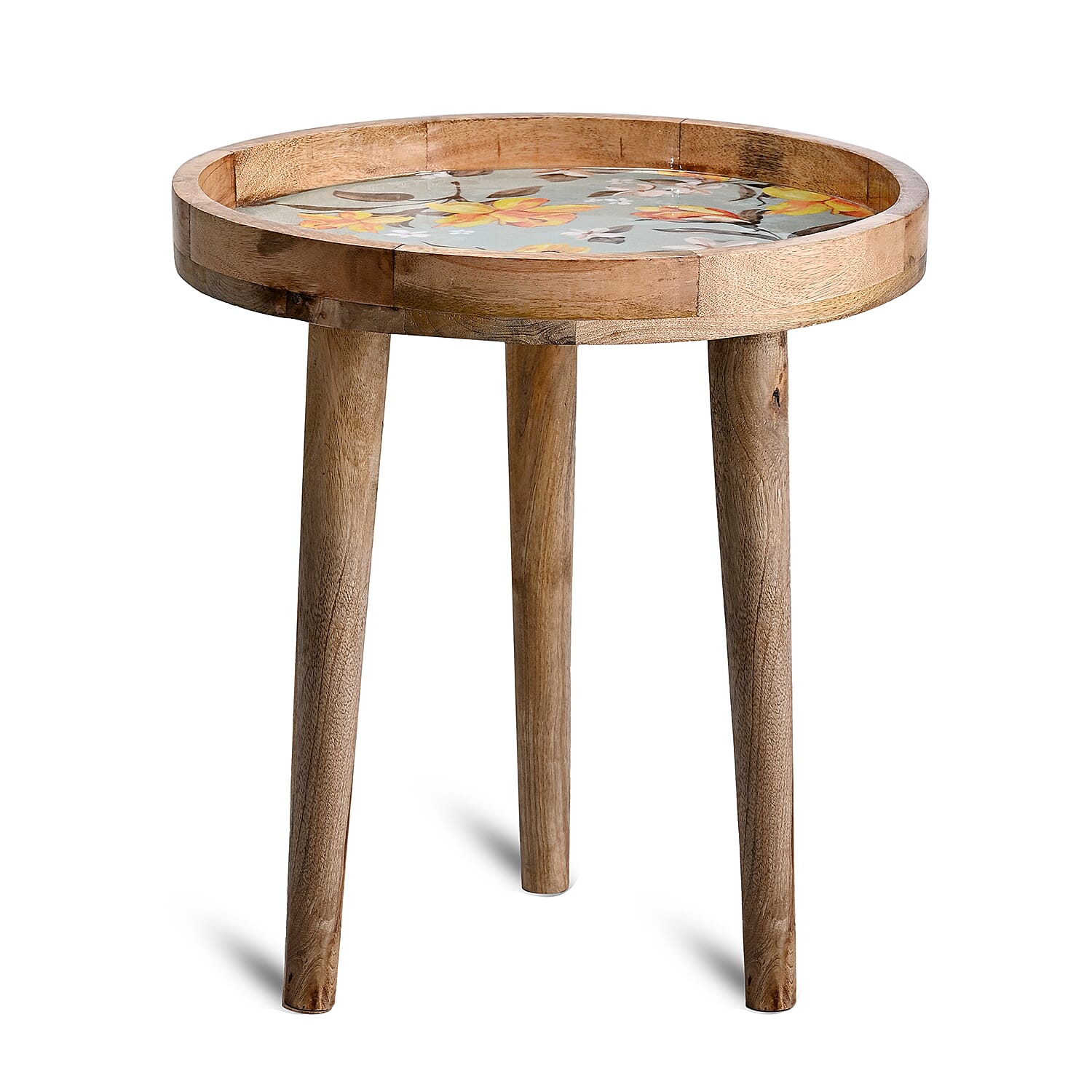 Mango Wood Enamelled Coffee Table (Size 45 x 45 cm) Flat Packed - Yellow